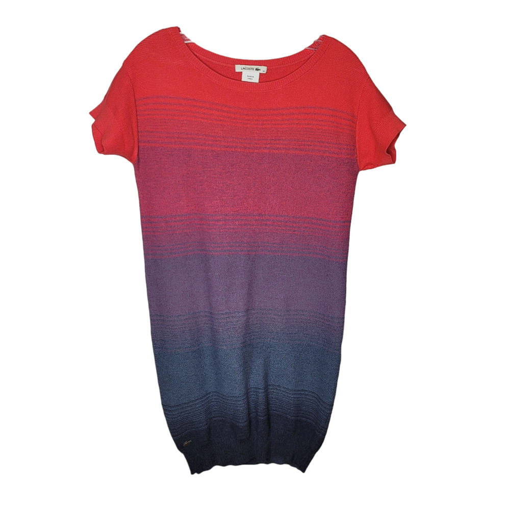 Lacoste Gradient Red to Navy Knit Midi Dress